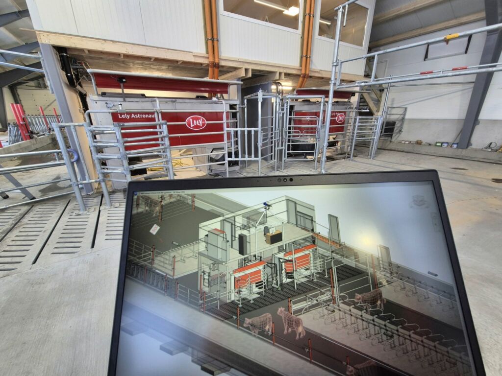 Melkekufjøs hos Runar Helland i Heim kommune. Februar 2025